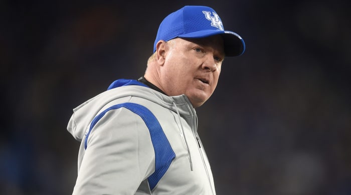 Kentucky Head Coach Mark Stoops speaks to officials.
